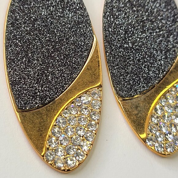 Sparkling Gold and Black Earrings - Picture 7 of 8